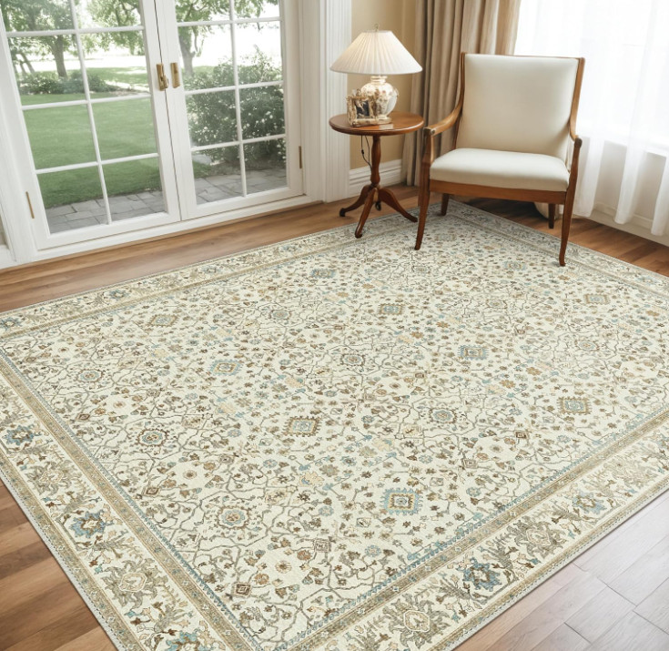 Alfombra lavable boho 5×7 antideslizante, suave, estilo vintage para sala, Nuevo