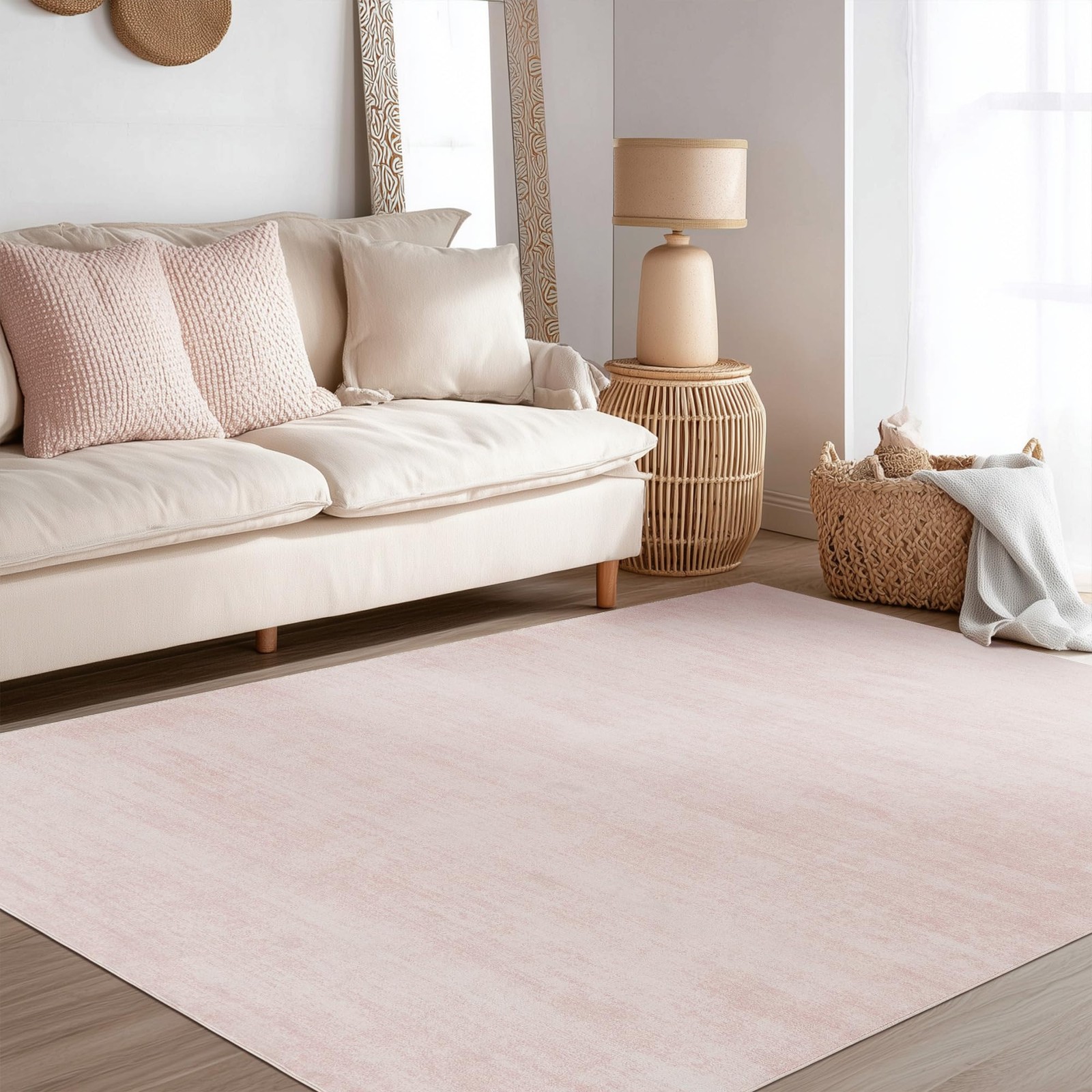 Abstract Pink Area Rugs 5×8 for Living Room,Washable Non Slip Rug for Bedroom…