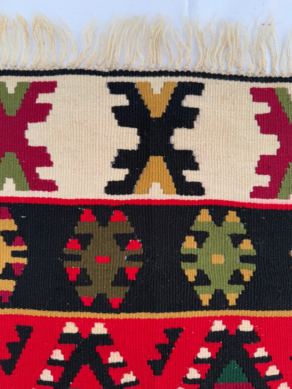 Vintage Hand Woven Pirot Wool Weaving Kilim Rug Floor Area 225×130 Cm