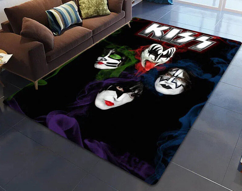 Kiss Rock & Roll Slip Rug Carpet Living room Floor Mat Living room Area rug Gift