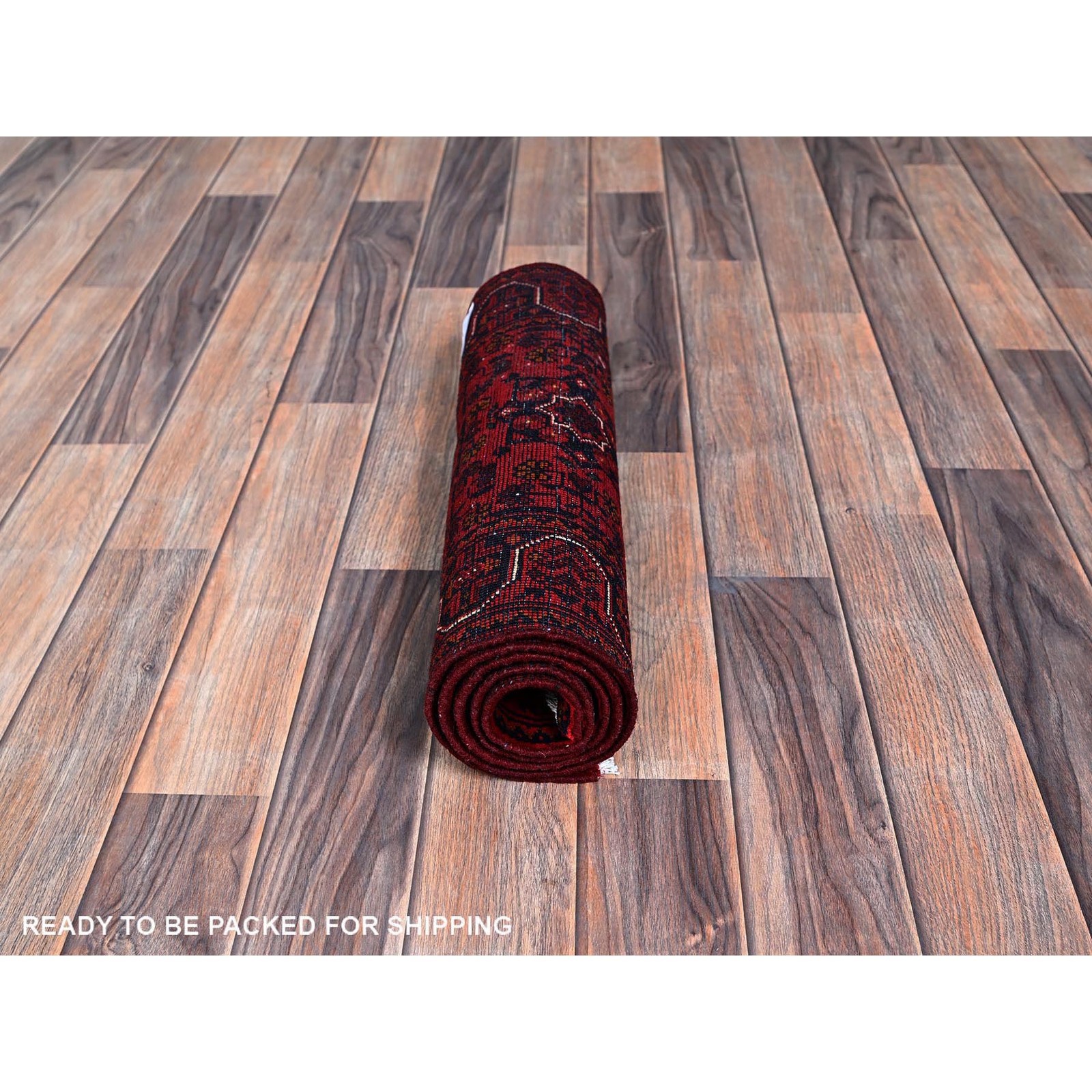 1’8″x4’9″ Red Afghan Khamyab Geometric Pattern Hand Knotted Wool Runner Rug R757