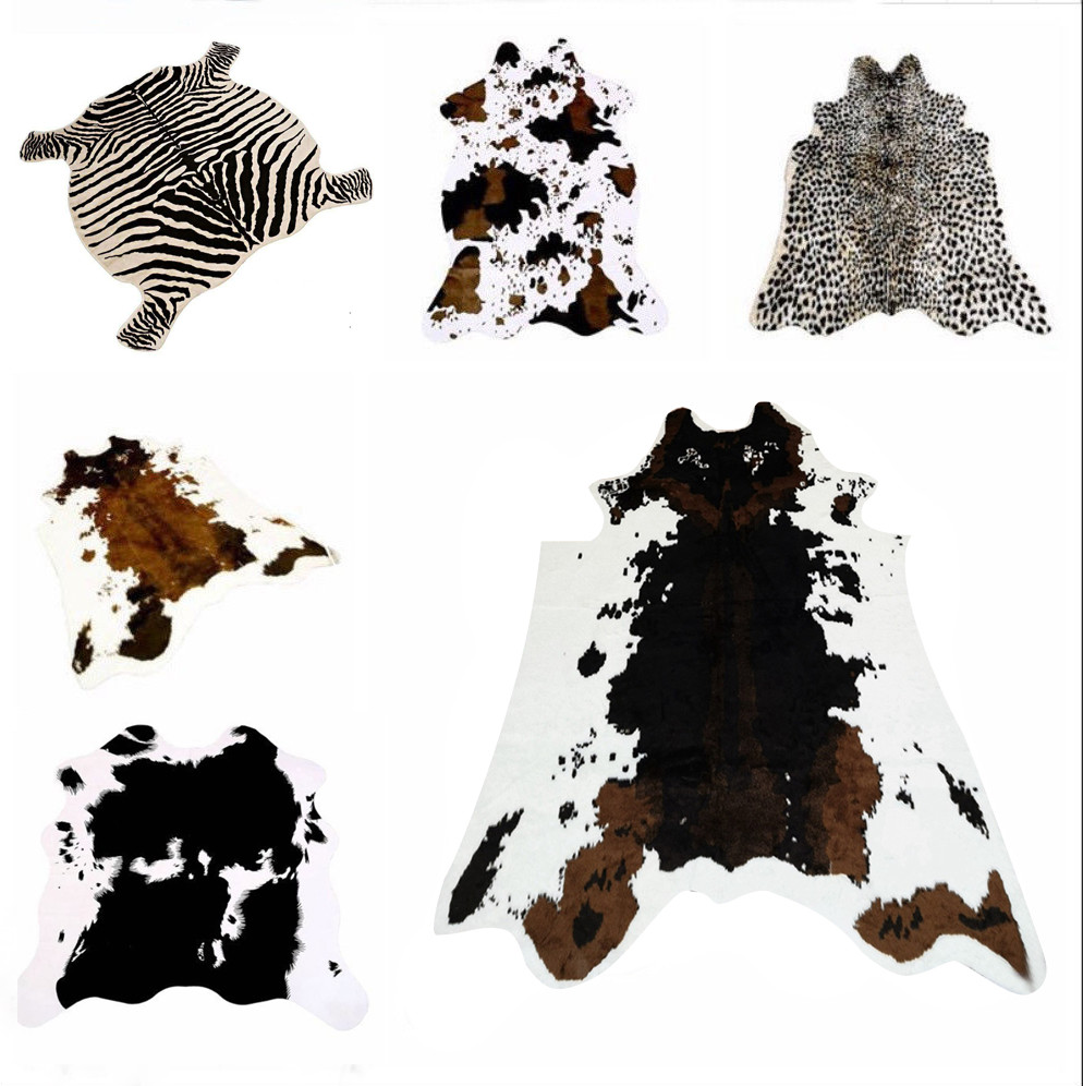Animal Printed Zebra Leopard Tiger Cow Hide Faux Fur Rug Carpet Blanket Washable