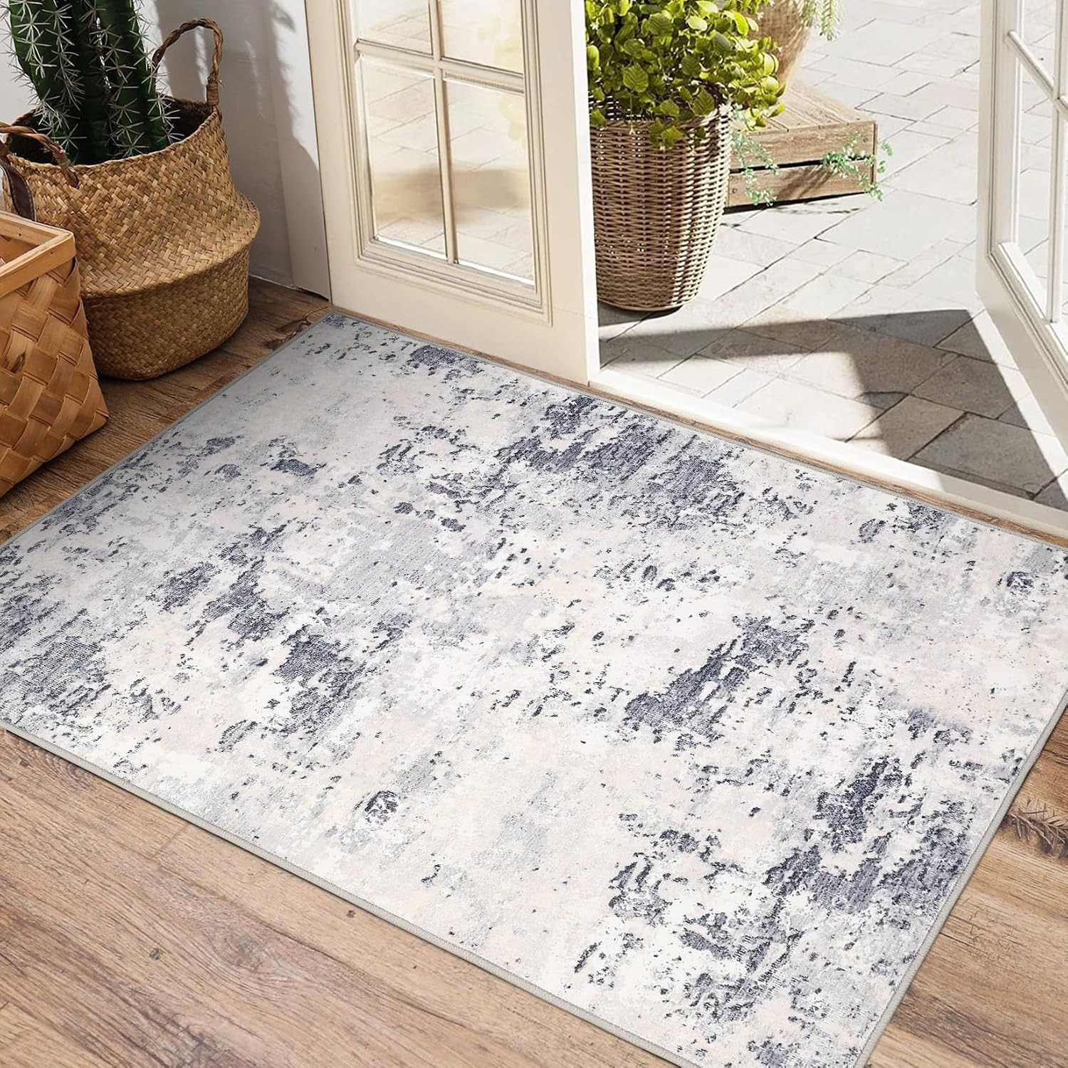 Modern Abstract Taupe Beige 3×5 Area Rug Non Slip Living Room Bedroom clearance