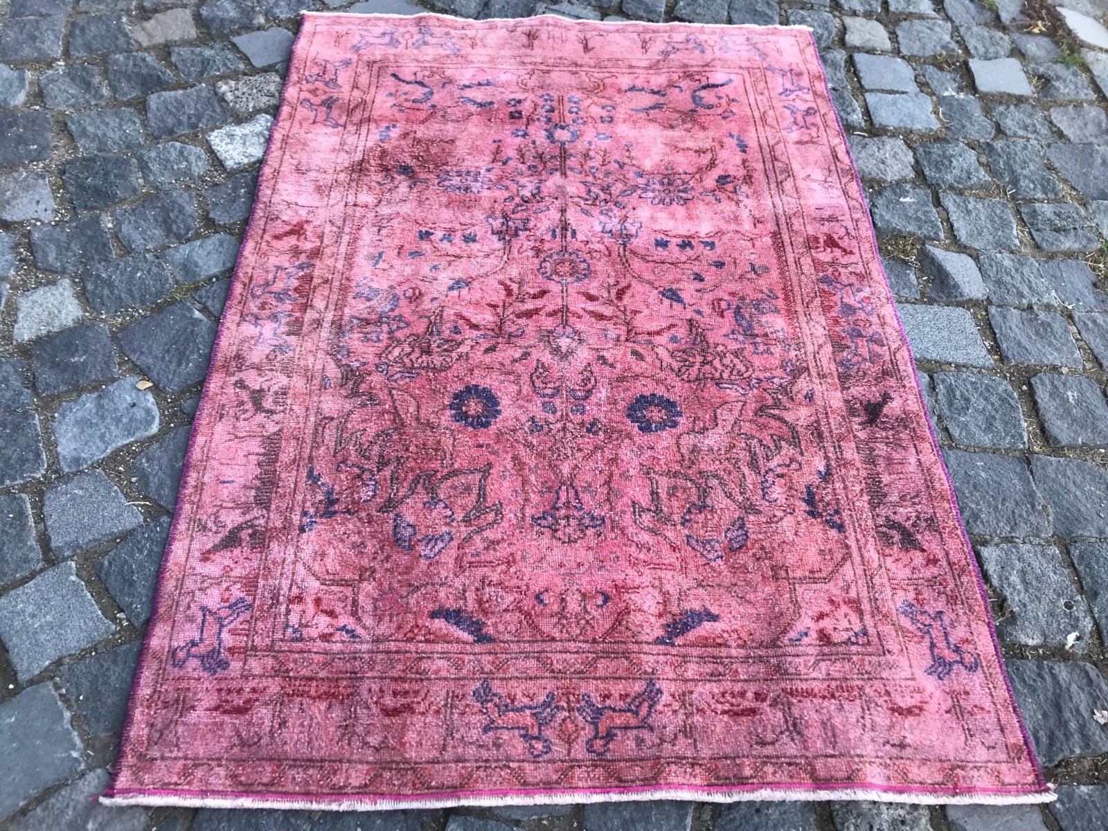 Bohemian Area Rug Handmade Wool Rug Turkish Vintage Traditional Rug 2,8 x 4,0 ft
