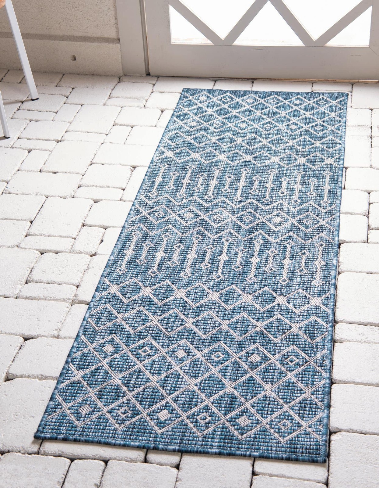 Unique Loom Outdoor Collection Area Rug – 2 X 10 Runner Blue/