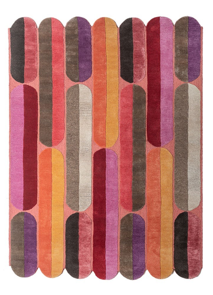 New Modern Hand Tufted Wool And Viscose Color Coral Essence/Prism Pink Rug