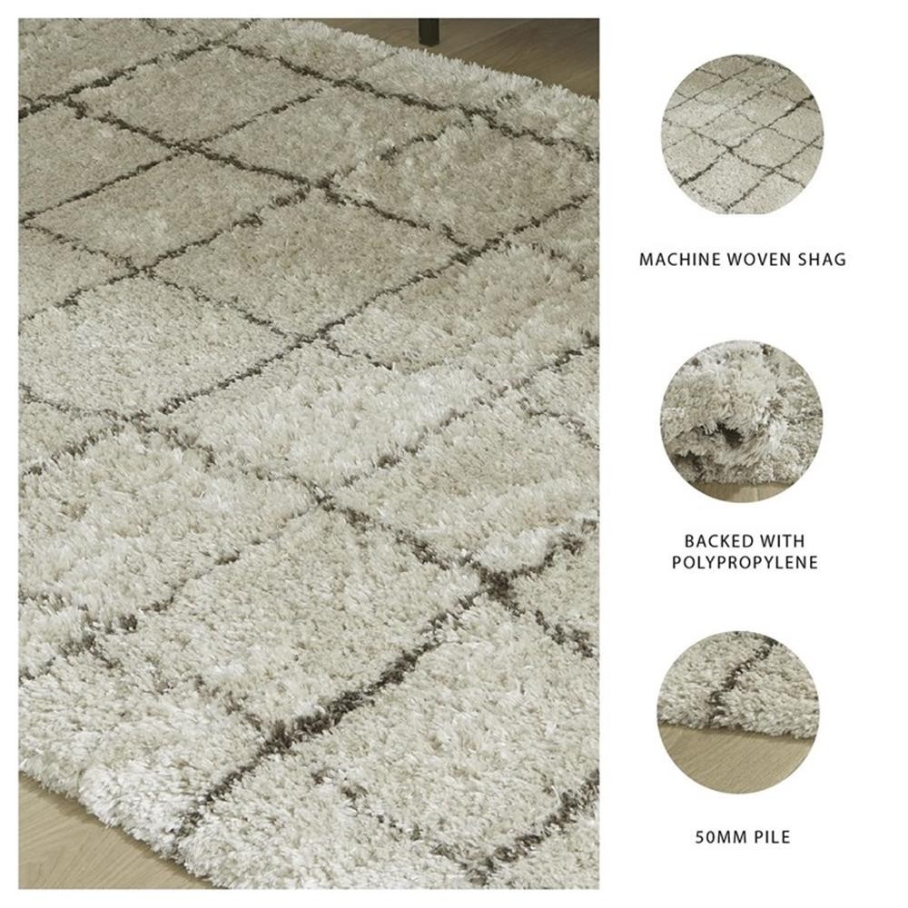 Bowery Hill Beige 8′ x 10′ Plush Shag Area Rug with 50mm Pile