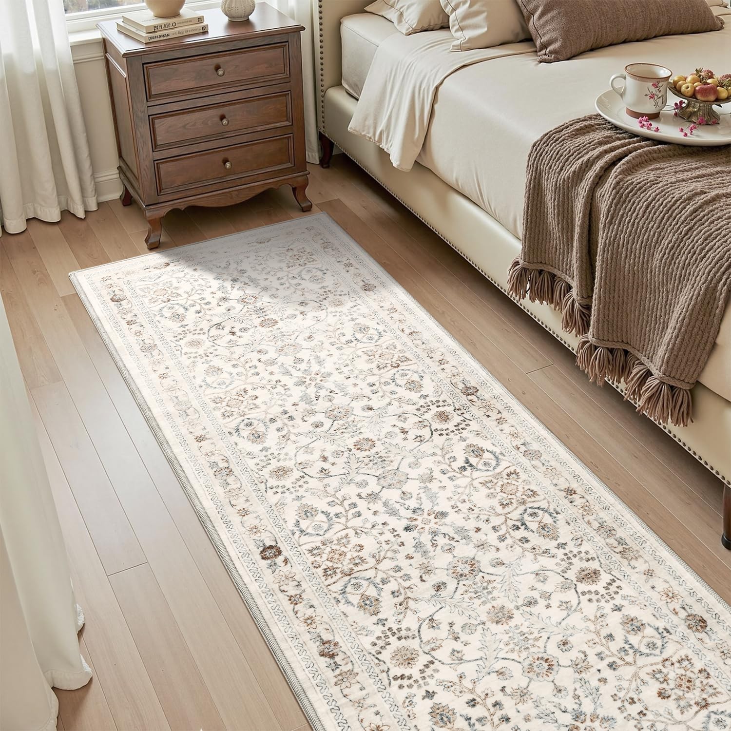 MontVoo-Vintage 2×10 Runner Rug-Soft Beige Washable Runners for Hallways-Non …