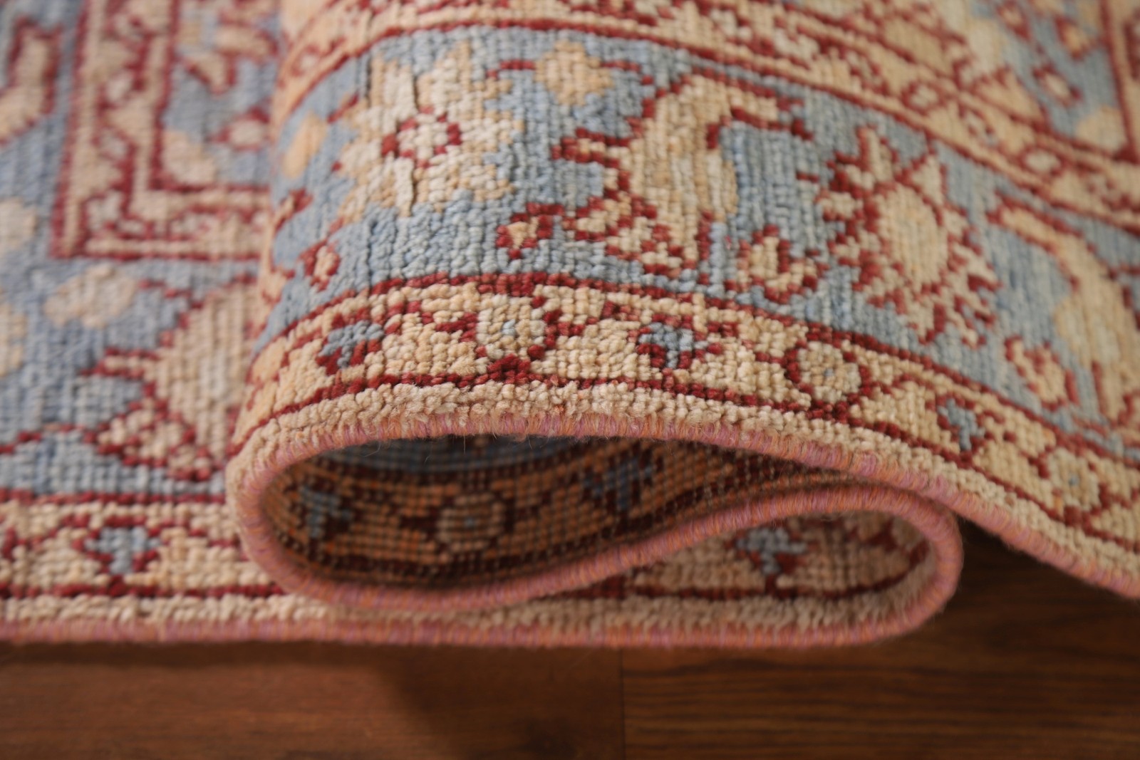 Oushak Turkish Accent Rug 3×4 Vegetable Dye Hand-knotted Wool Geometric Pattern