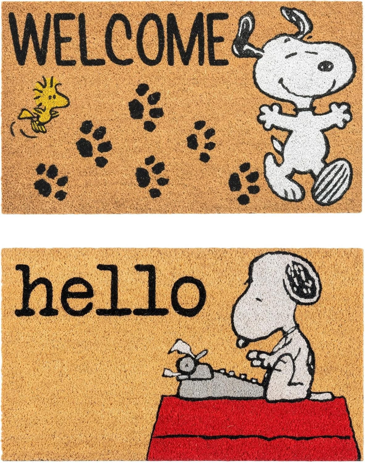 Peanuts Snoopy Coir Doormat – 2×3 Welcome Mat (2-Pack), Ideal for High Traffi…