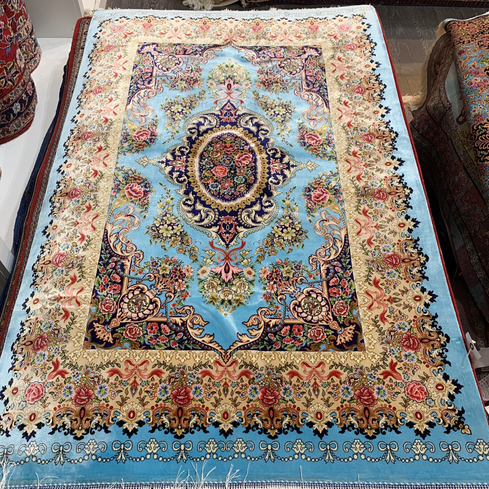 SUPER ORIENTAL PERSIANN MACHINE MADE BAMBOO SILK RUG 3’ 3” X 4’ 11” SKU #C18087