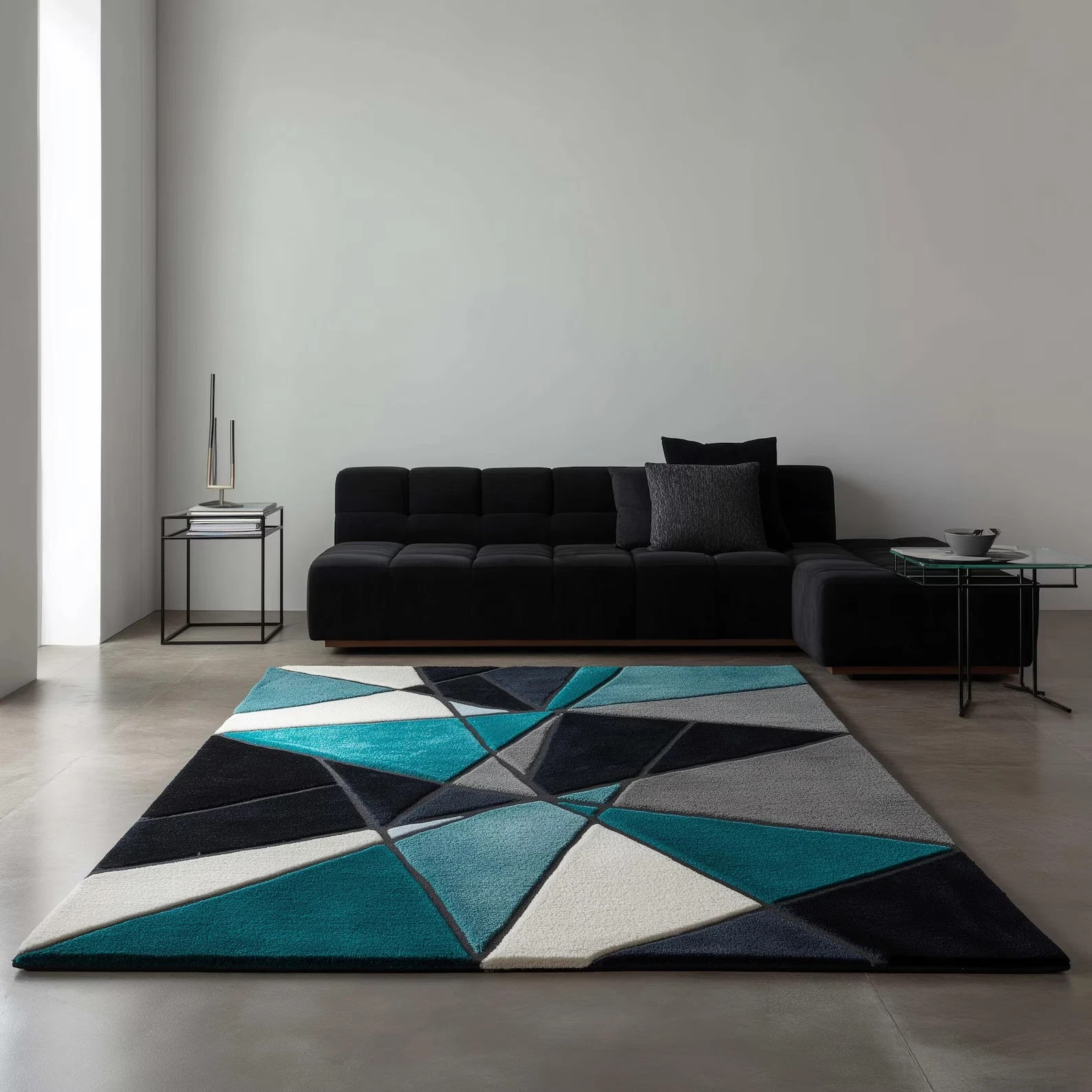 hand tufted multicolor Geometric Area Rug: Modern Abstract Chroma Block Carpet