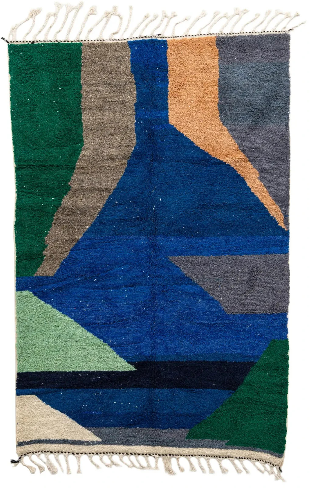Color Blue, Gray, Green, Light Green, Black, Ivory, Tan Design Moroccan Wool Rug