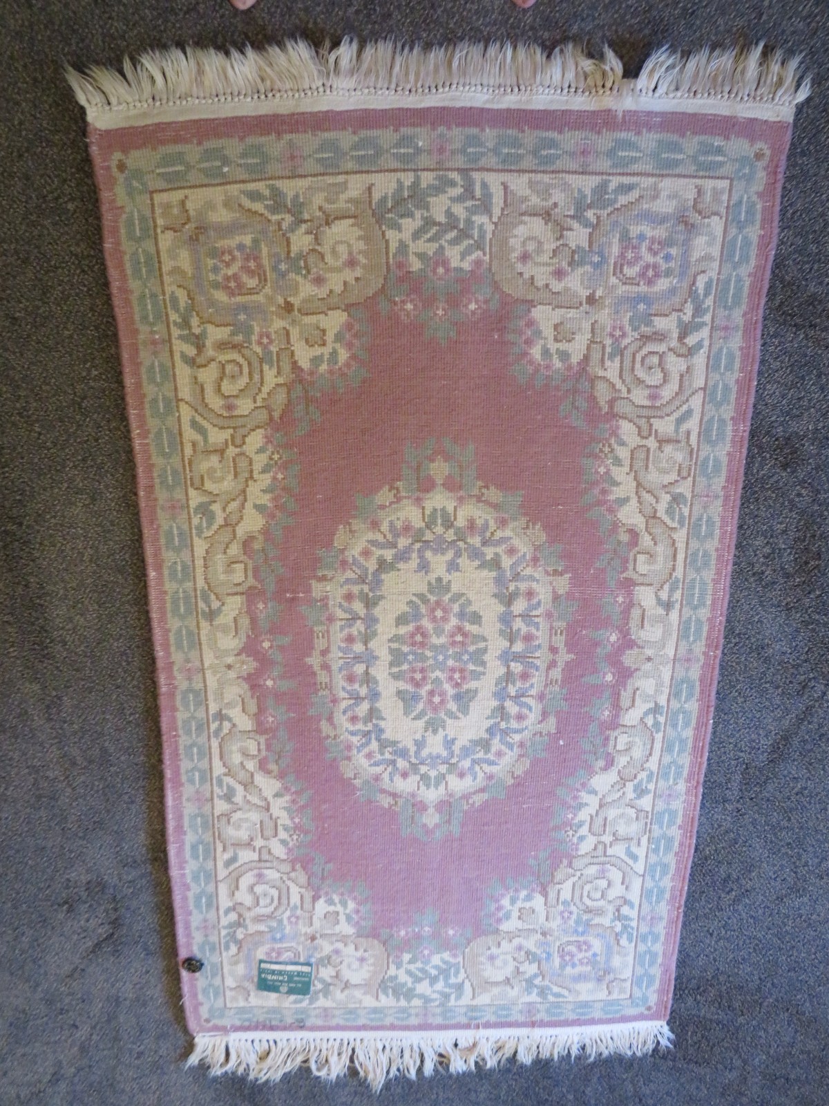 Genuine Chindia Hand Woven Wool Rug 35 1/2 x 60 Inches Rose