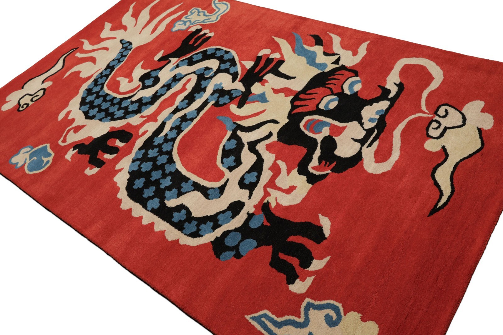 3’x5′, 5’x8′ Chinese Art Deco Dragon & Phoenix Hand Tufted Wool Area Rug Orange