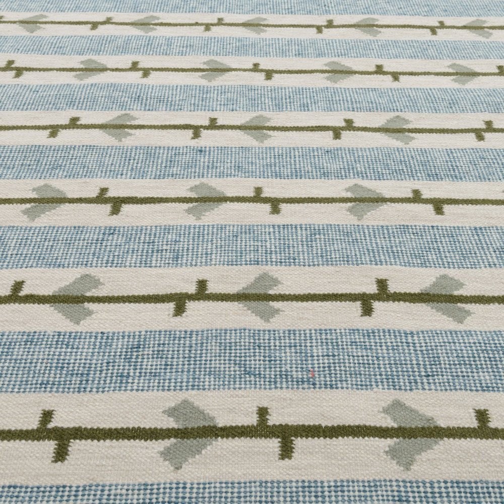 Handmade Blue Scandinavian Swedish Kilim Handmade Flat weave Boho Large Area Rug