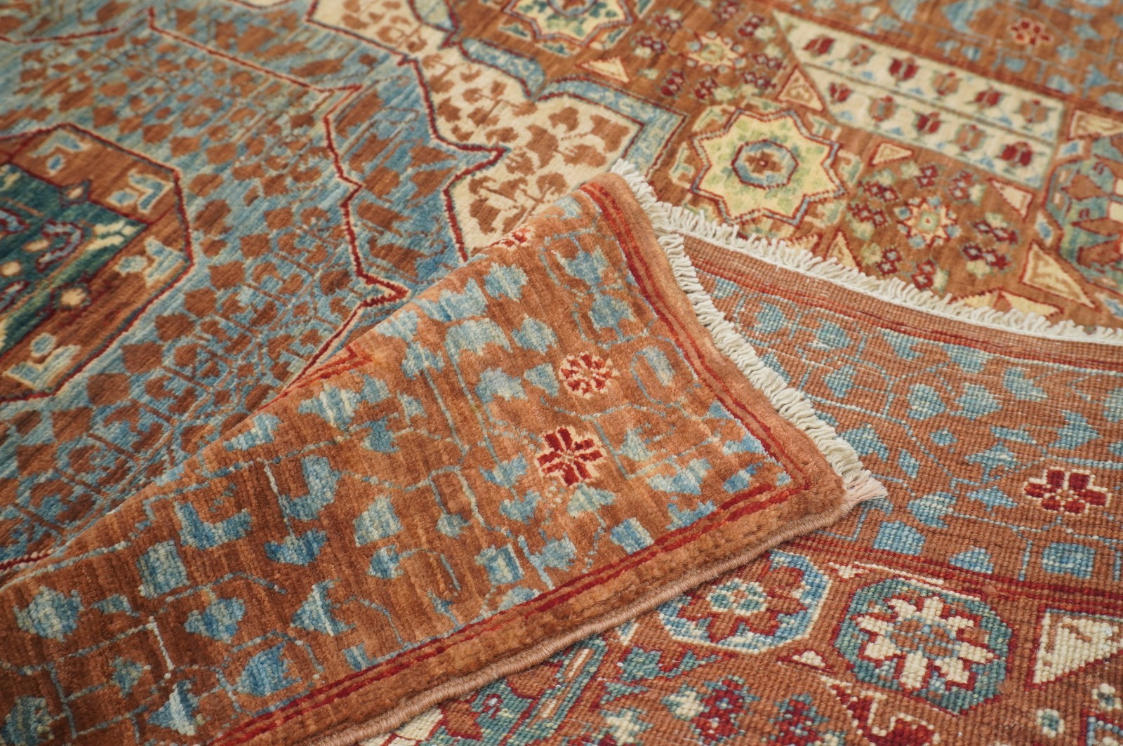 3×5 ft Brown Mamluk Afghan Hand Knotted Wool Medallion Area Rug