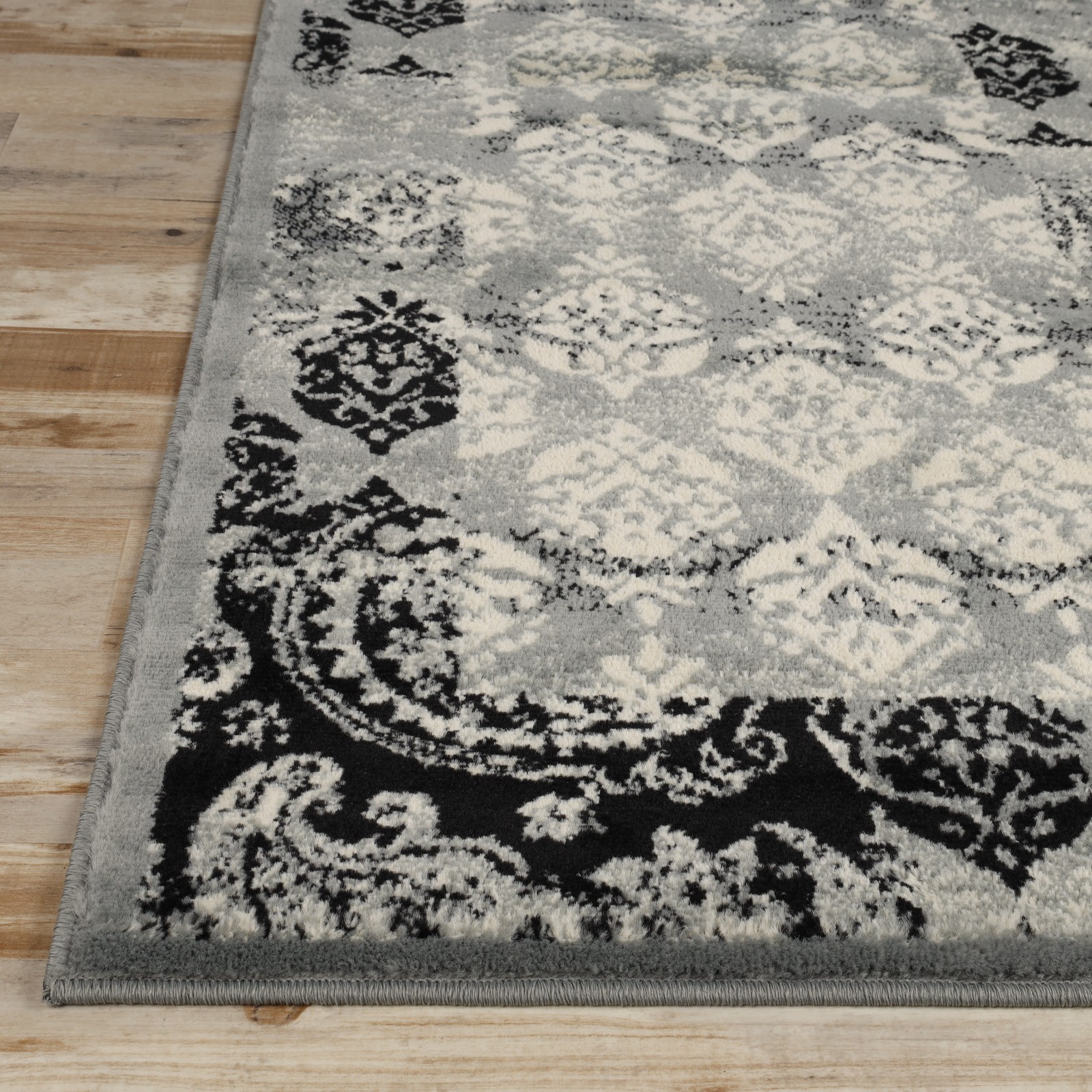 Mystique Modern Geometric Damask Ornamental Colorfast Indoor Area Rug or Runner