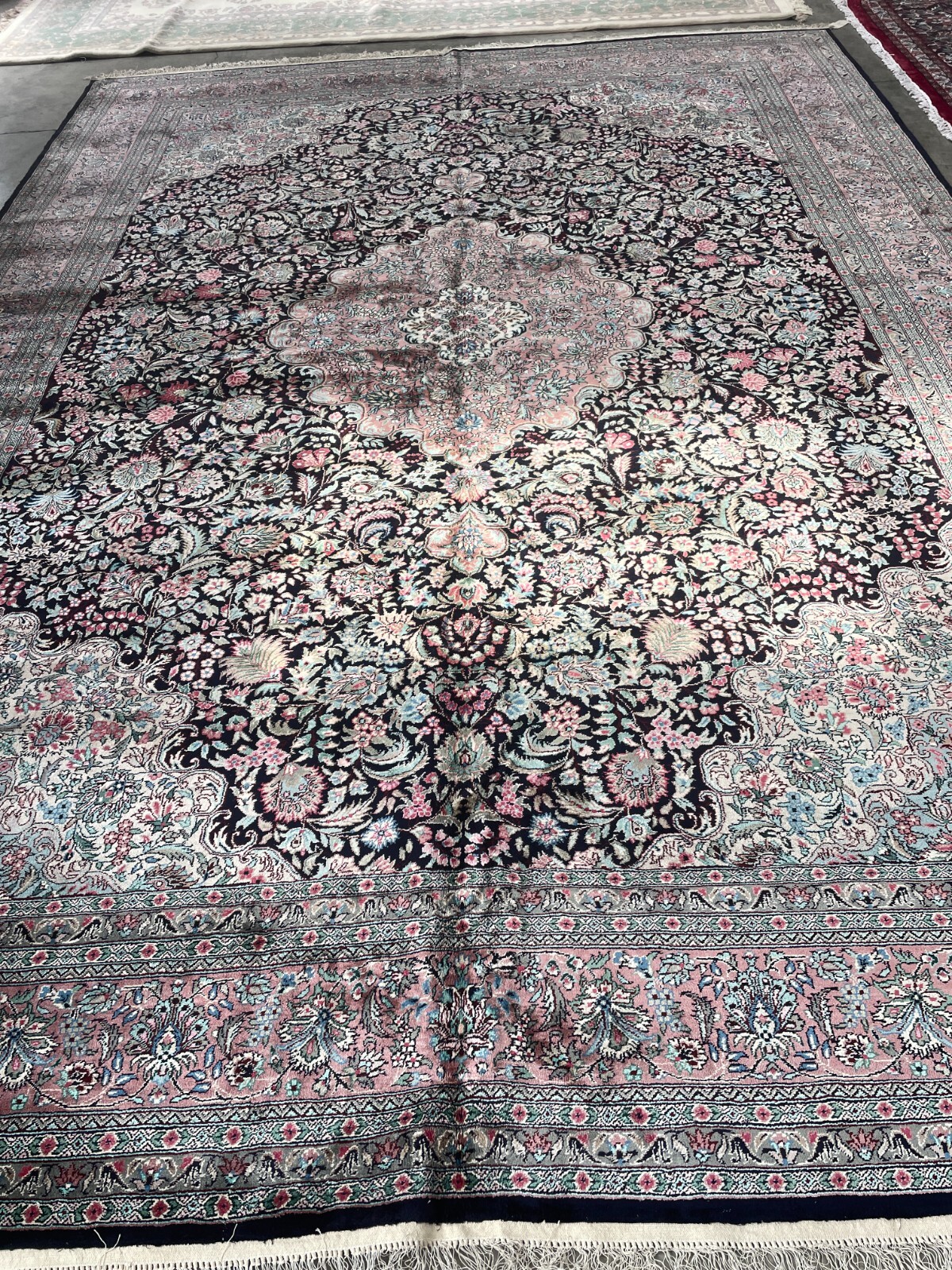 Large Wool and Silk Hand-Woven Area Rug, 10.2′ x 14.2′