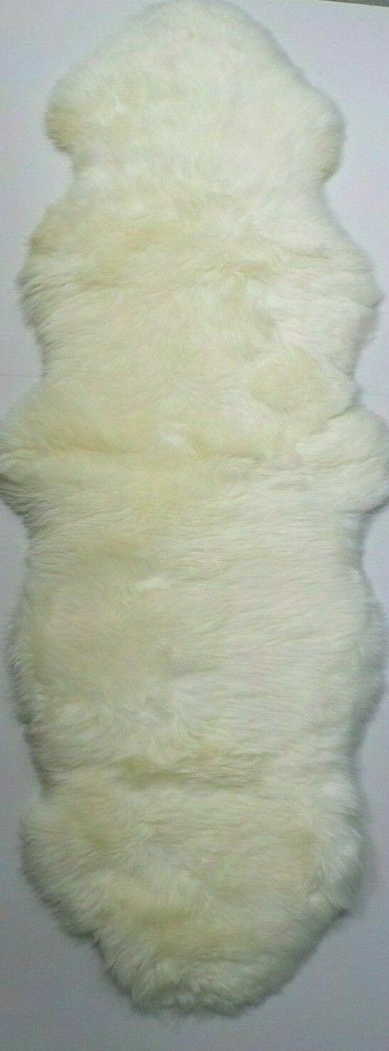 Pottery Barn Natural Sheepskin Wool Double Pelt Rug Mat 2 X 6′ Ivory #9778P