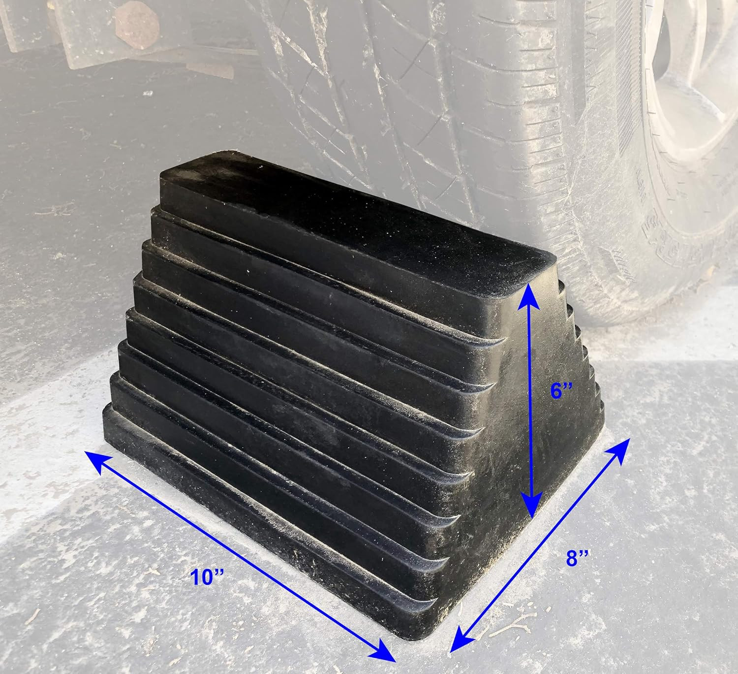 Rubber Wheel Chocks 2-Pack – Heavy Duty, All-Weather, Non-Slip, Oil-Resistant wi