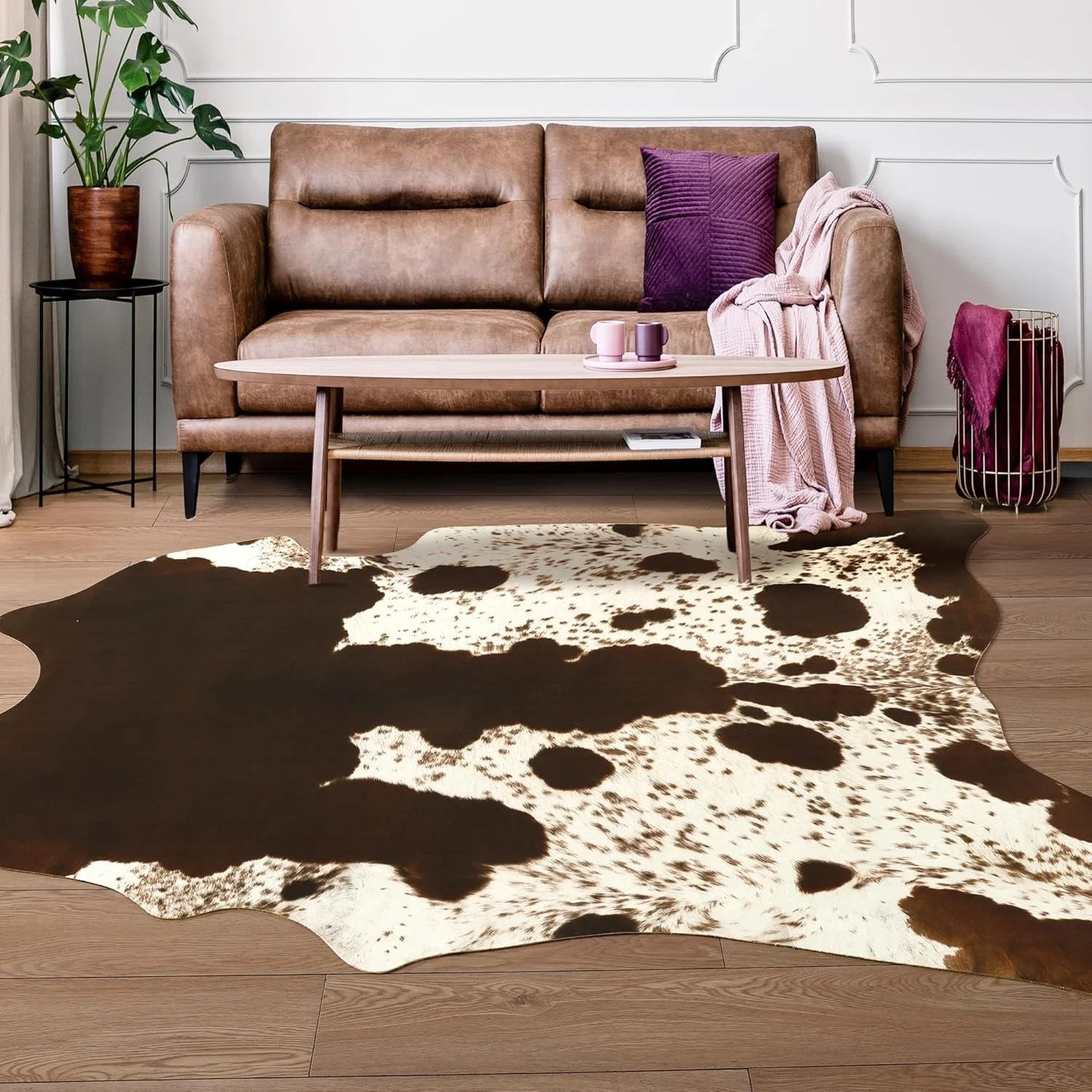 Faux Cowhide Rug Cow Print Rugs for Bedroom Living Room, Western Home Dec