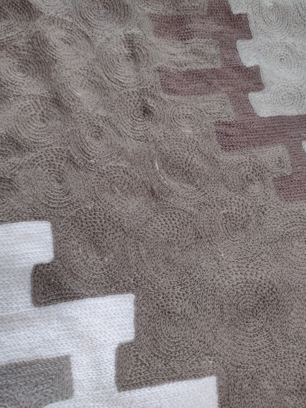 Williams Sonoma Southwestern Aztec Wool Blend Rug 4×6 Brown Hand Crewel