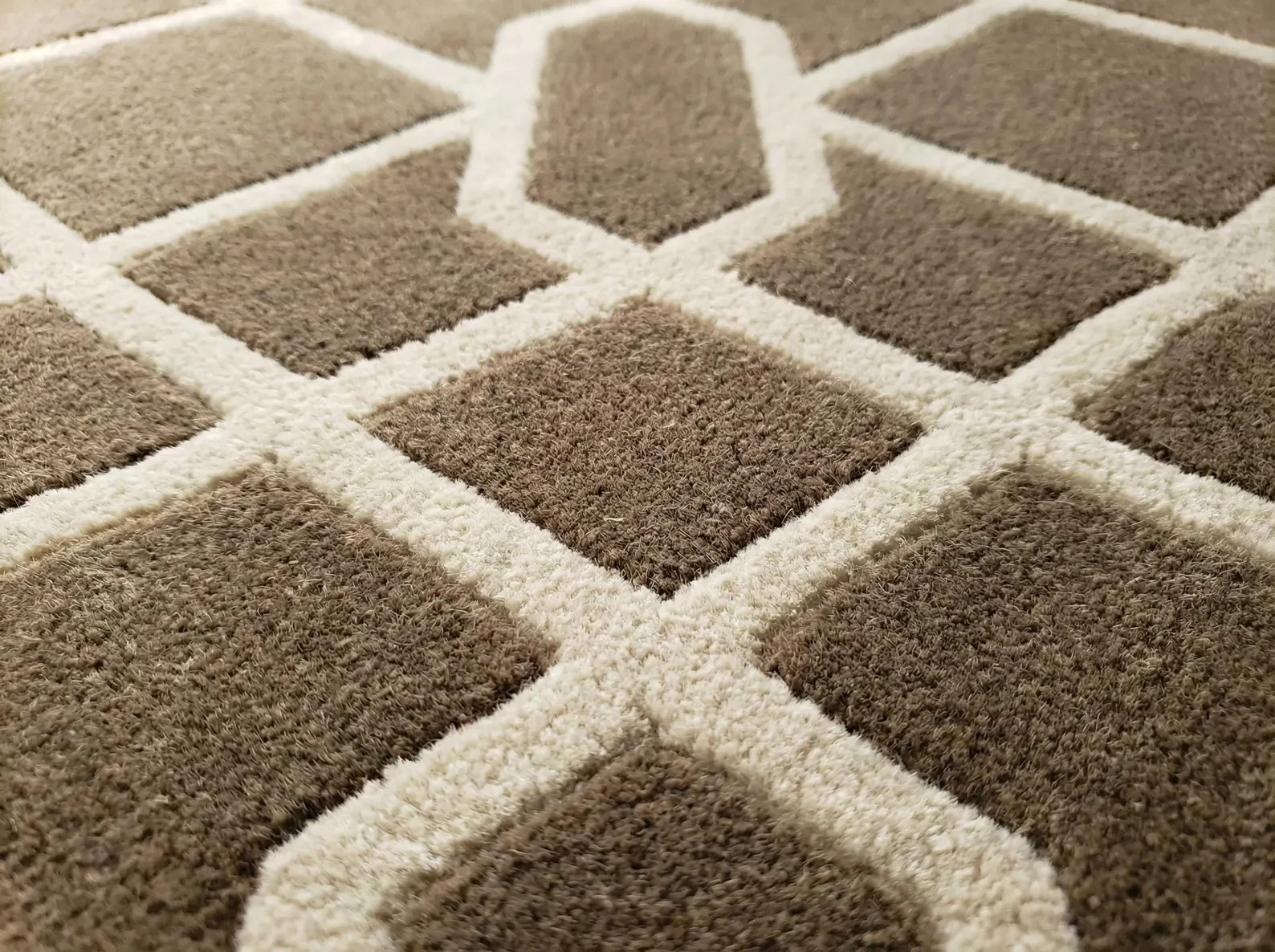 Luxury Hand Tufted Grey Wool Rug Geometric Trellis Modern Bedroom Area Carpet