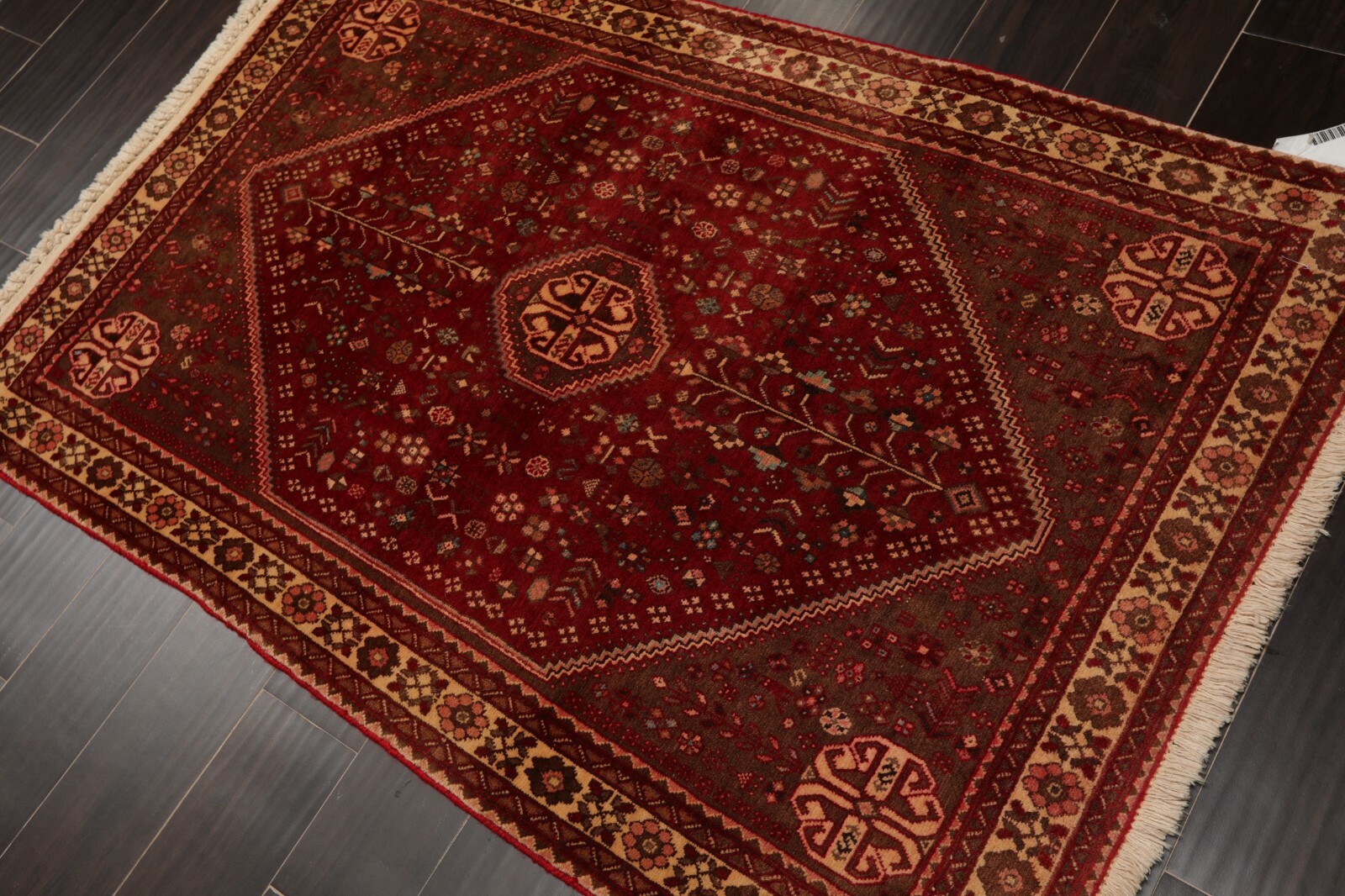 3’4” x 5’1″ Hand Knotted Wool Vintage Abadehh 200 KPSI Oriental Area Rug Ruby