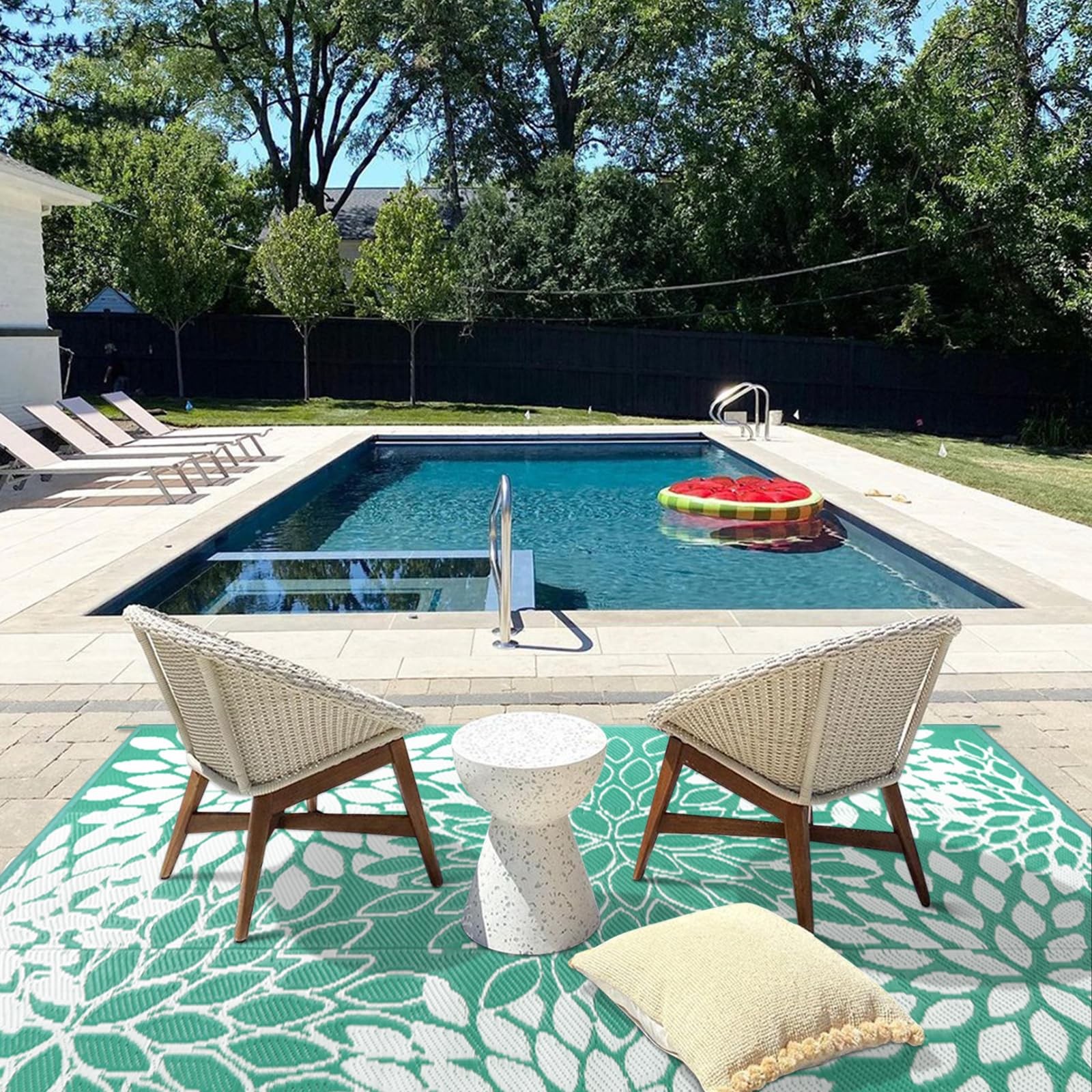 Anidaroel Outdoor Rugs 5x8ft for Patios Clearance Waterproof, Reversible Trop…