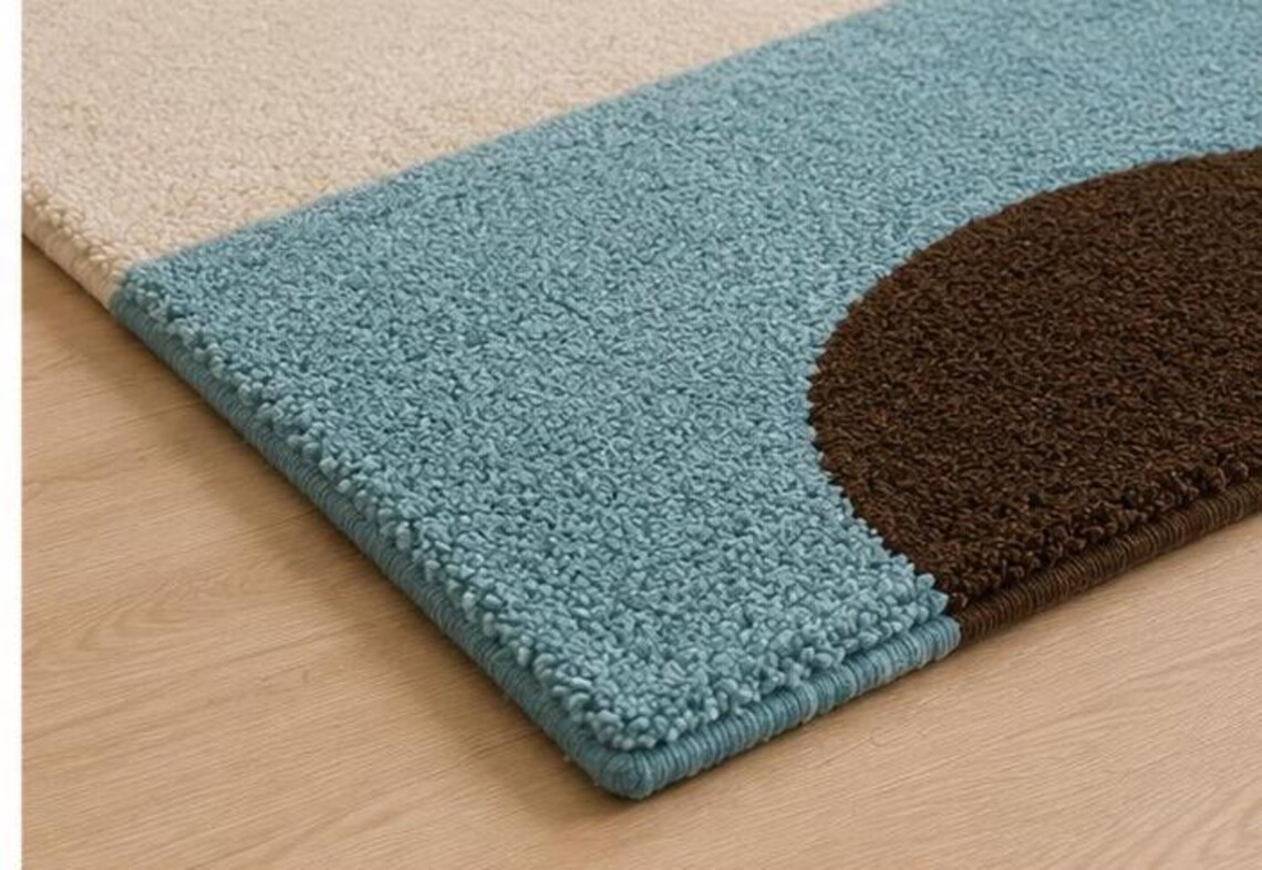 Modern Geometric Area Rug | Blue Abstract Rug | Scandinavian Living Room Carpet