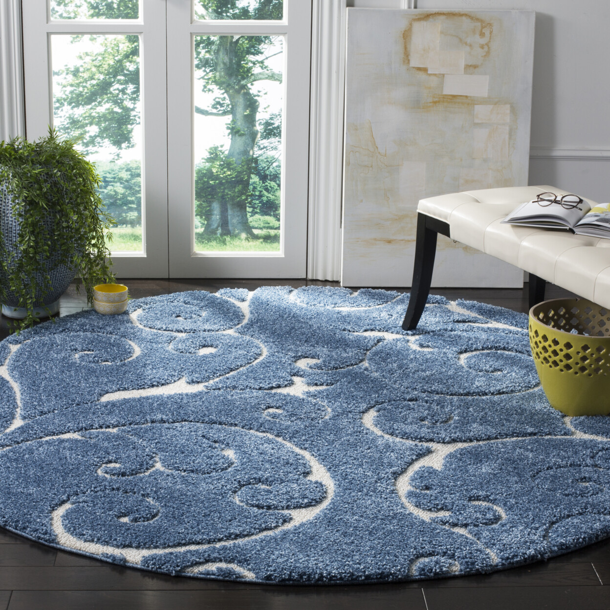 SAFAVIEH Florida Shag SG455-6011 Light Blue / Cream Rug