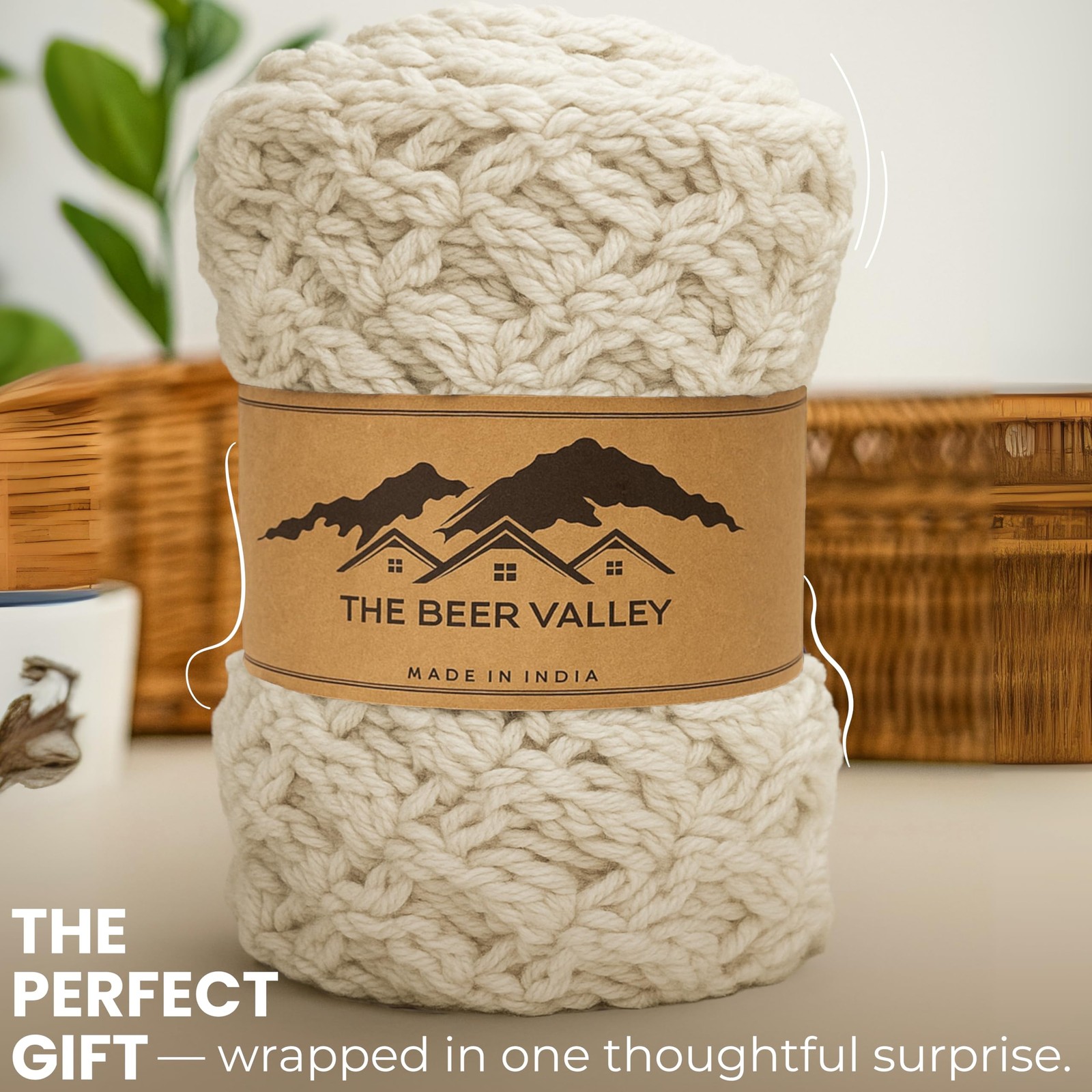Hand Knitted Boho Rug 3 Feet Round – Off White Scalloped Crochet Accent Rug, …