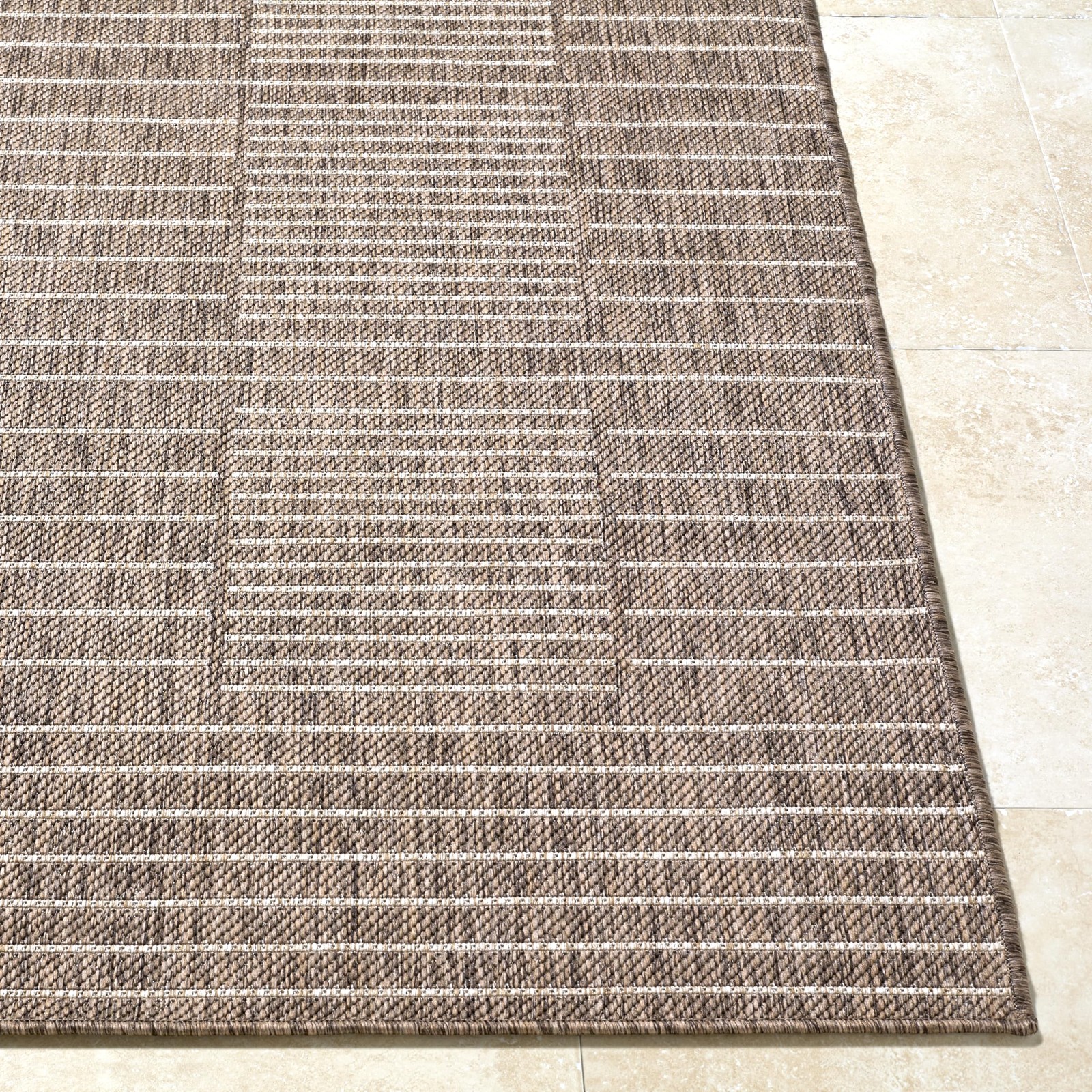 Livabliss X Galey Alix Rye Modern Indoor/Outdoor Area Rug 27 X 73 Dark Brown