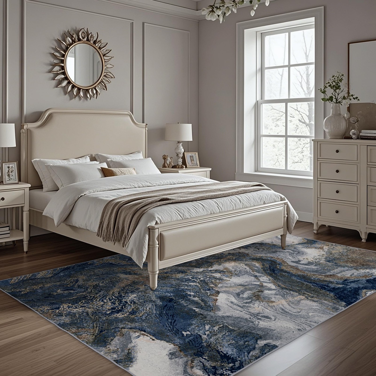 Modern Washable Rug For Living Room Abstract 6×9 Area Rugs For Bedroom Low Pile