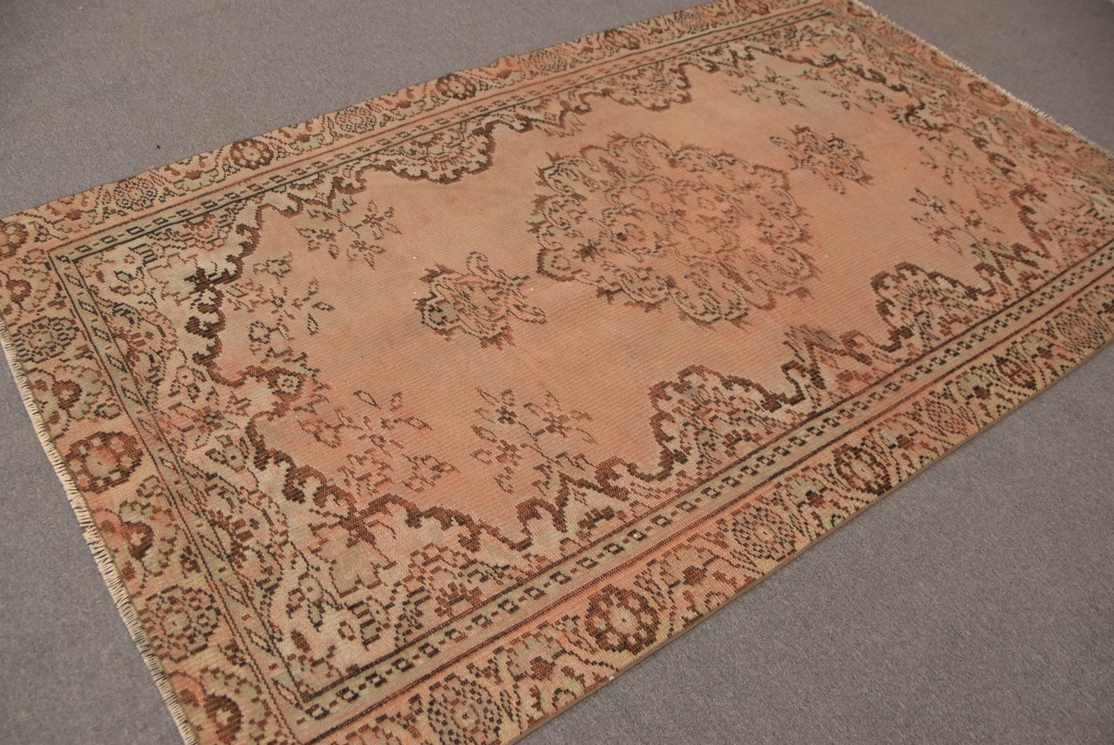 Vintage Rug, 5,1×8,5 ft Large Rug, Brown Oriental Wool Turkish Rug