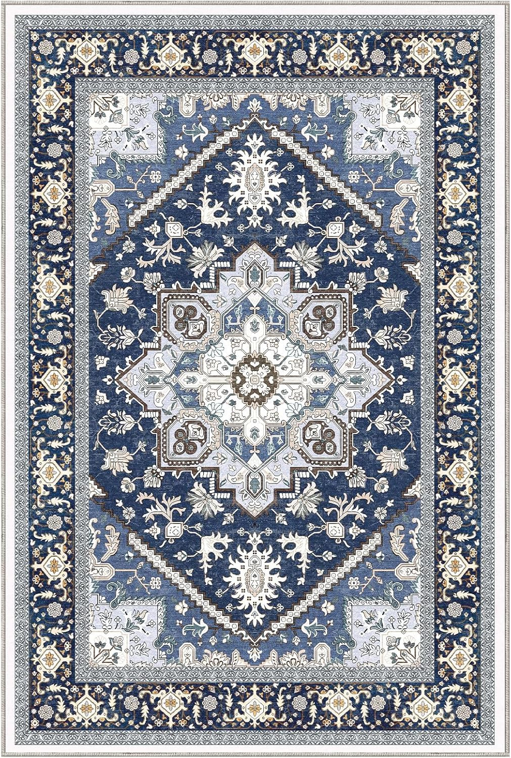 Soft Area Rugs 5X7, 5X7 Washable Rug with Non Slip Backing, 5 X 7 Faux Cashmere