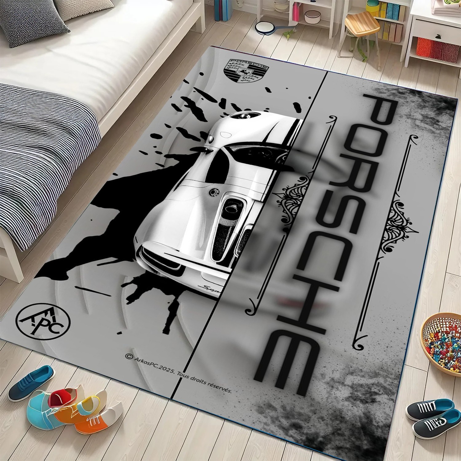 Linear Precision Automotive Rug – Vertical Speed Aesthetics Floor Art – Sleek Mi