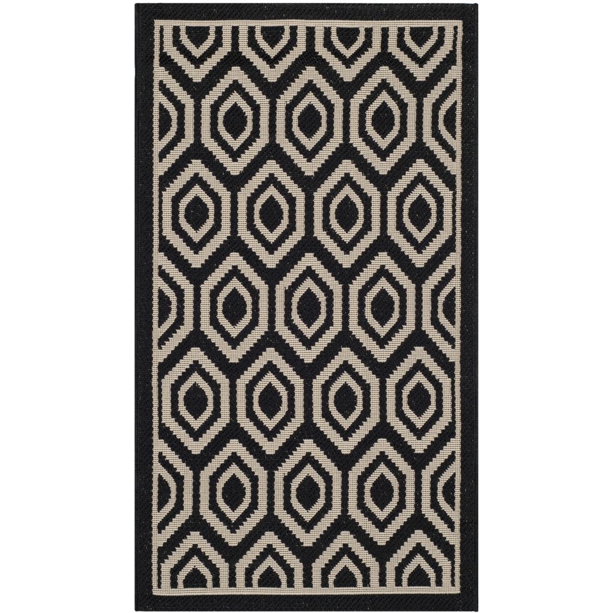 SAFAVIEH Indoor Outdoor CY6902-266 Courtyard Black / Beige Rug