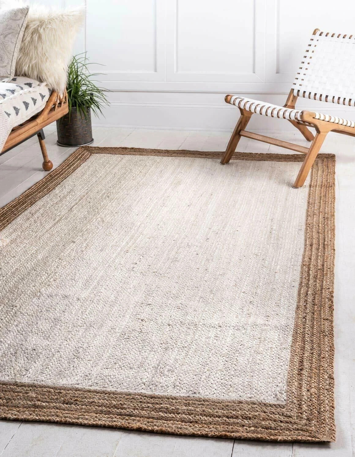 Rug 100% jute braided reversible carpet modern rustic area rug runner handemade