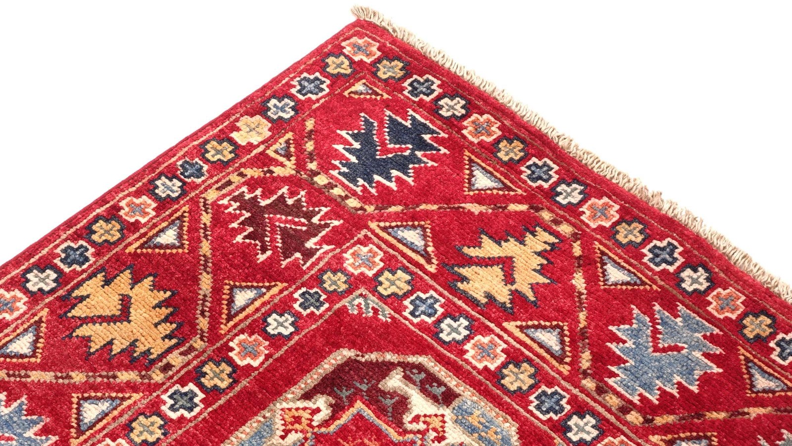 Afghan Kazak Elephant’s Foot Carpet 120×180 Hand-knotted Red Patterned