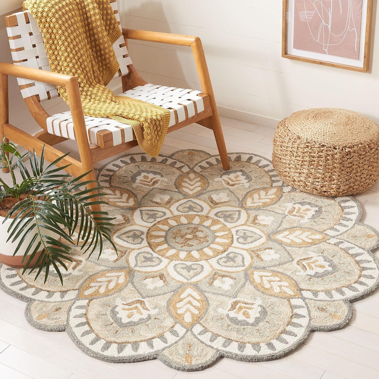 Handmade Woolen Round Carpet for Living Room Size 3 x 3 feet Round
