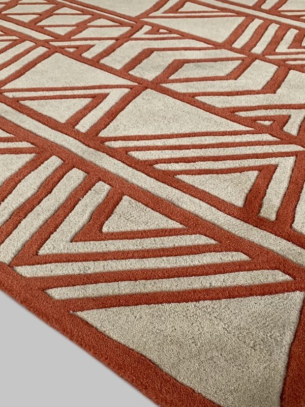 Hand-Tufted Wool Rug- Geometric Tribal Pattern Area Carpet Living Room Rug