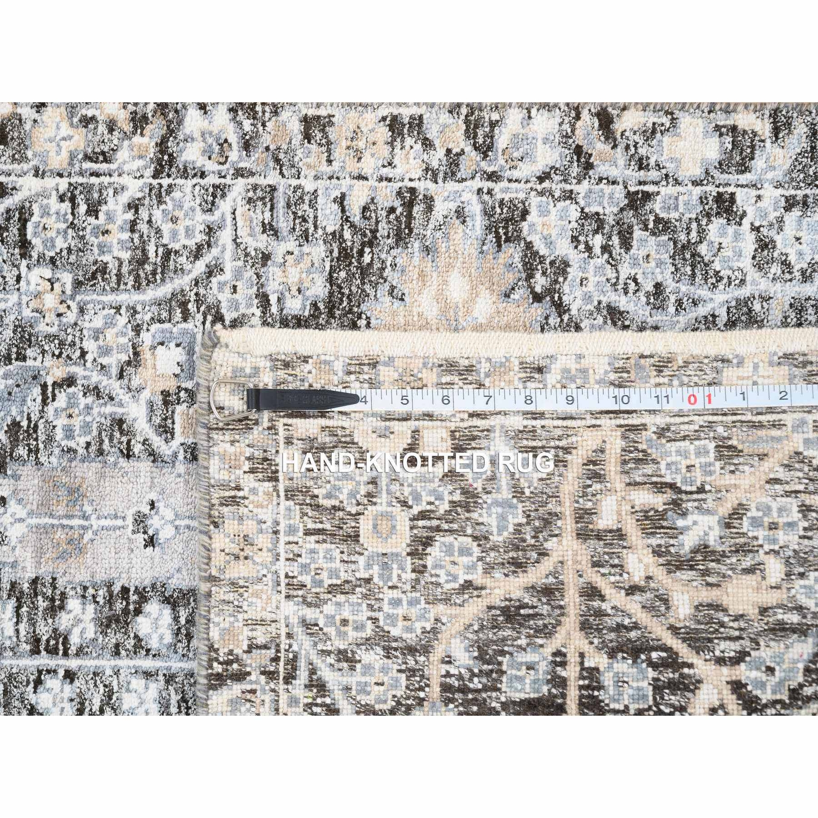 2’7″x8’3″ Silver, Willow and Cypress, Silk/Wool Hand Knotted, Runner Rug R64422