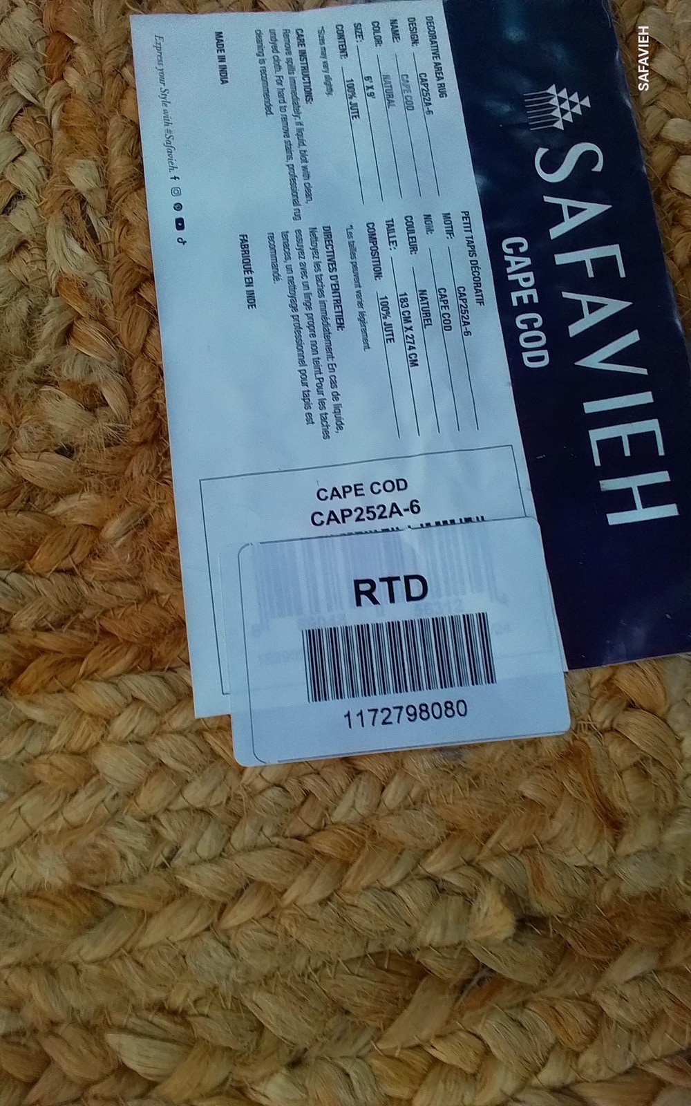 NATURAL 6′-0″ x 9′-0″ Flaw in Rug, Reduced Price 1172798080 CAP252A-6