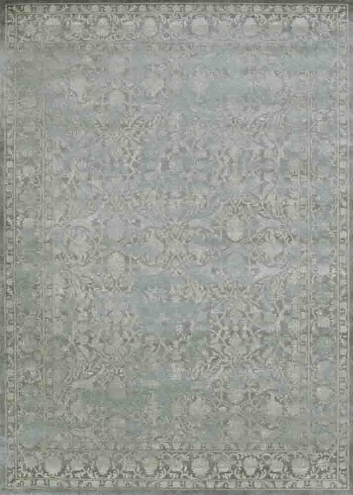Gray Bordered Machine Made Vines Ovals Leaves Runner 3564 – Aprx 2’2″x7’7″