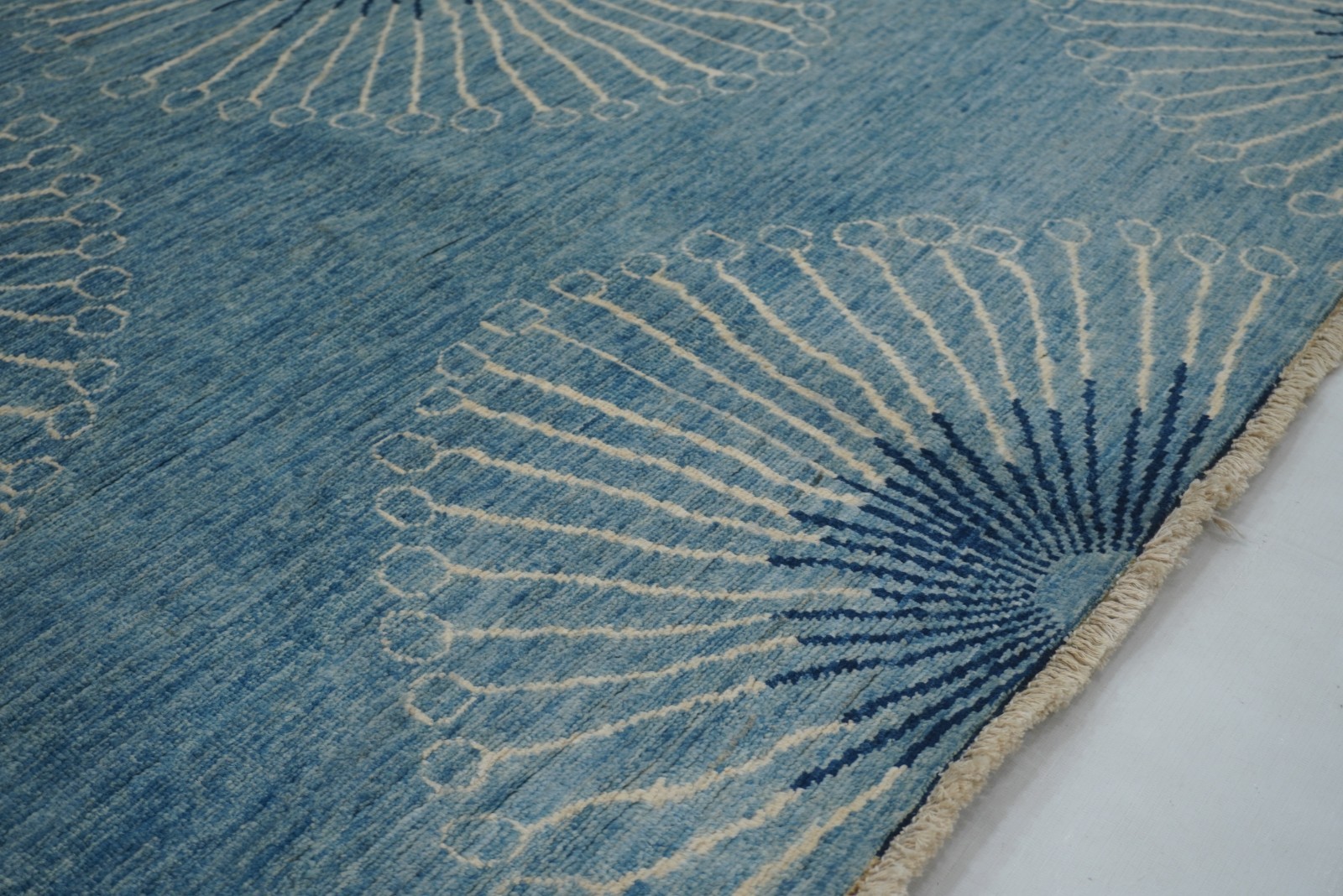 6×8 ft Blue Floral Gabbeh Afghan Hand Knotted Wool Area Rug