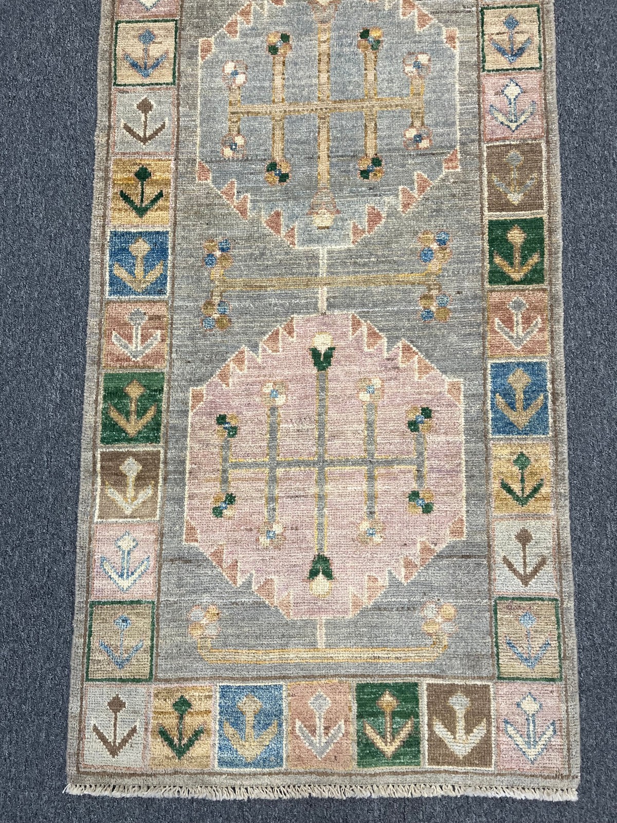 Runner Gray Oushak 2′ 7″X14′ Handmade Wool Rug # 14300