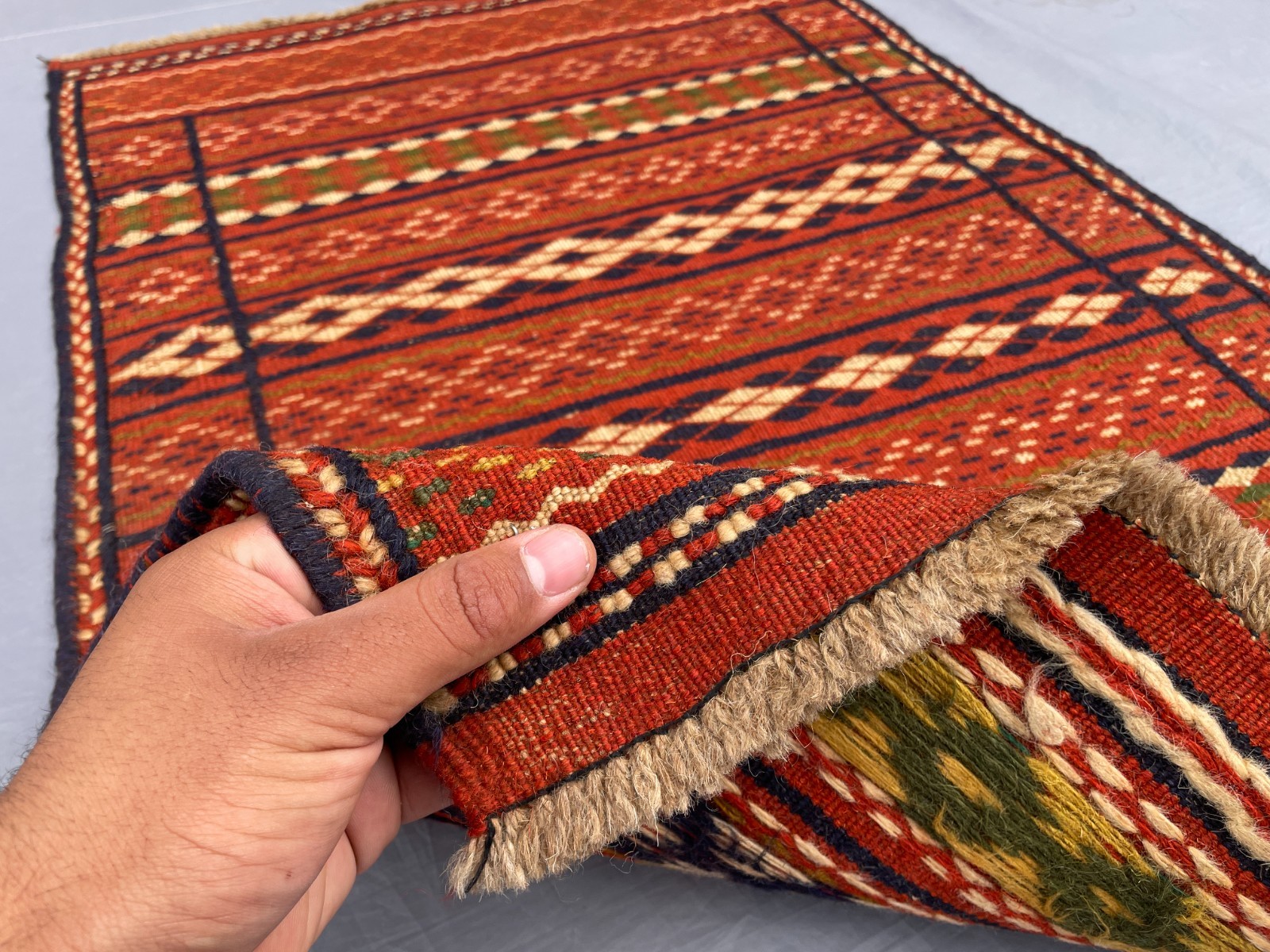 2×3 Afghan Tribal Kilim Rug Handwoven Wool Diamond Stripe Rustic Carpet