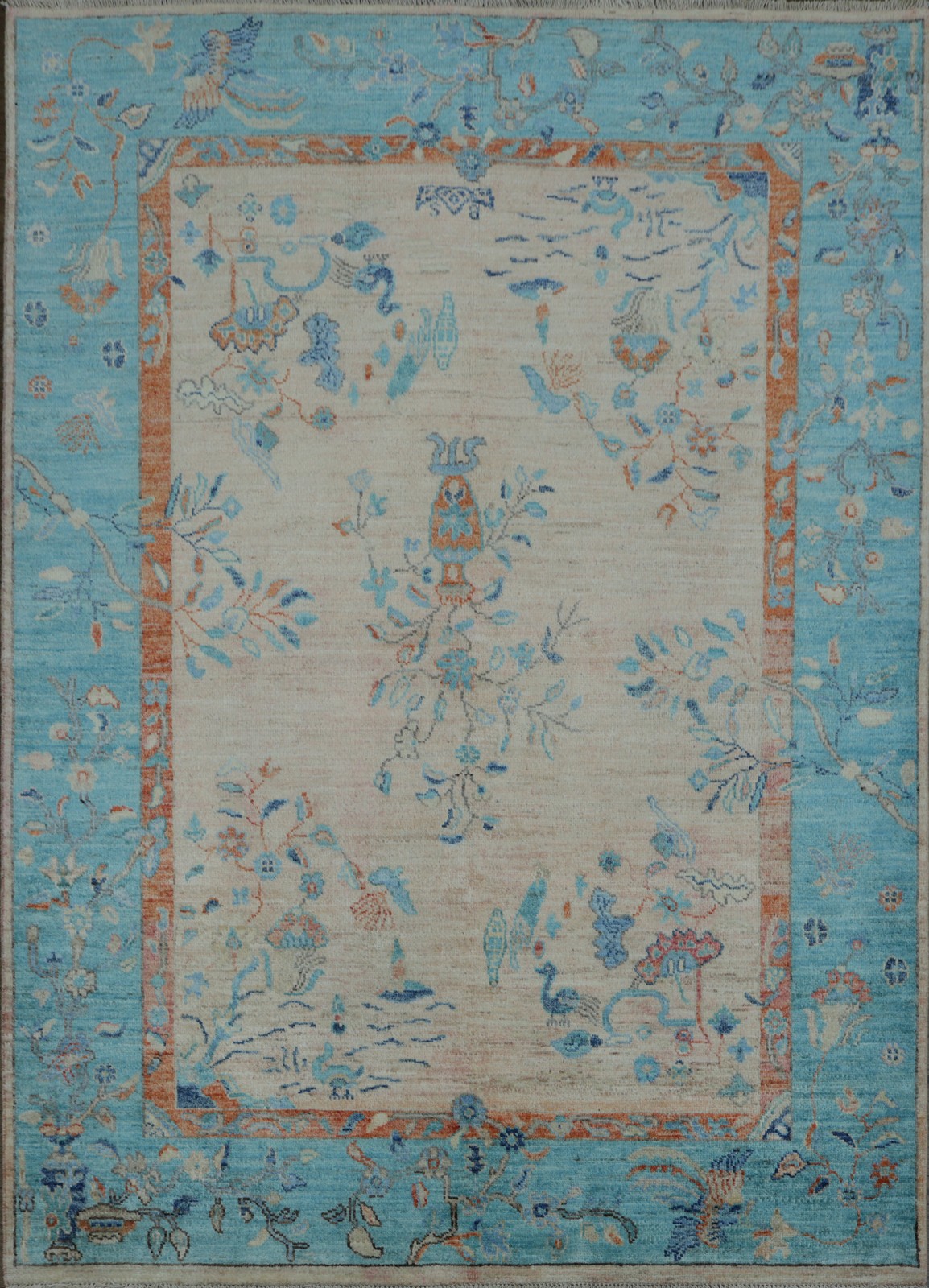 Animal Pictorial Art Deco Chinese Area Rug 5×7 Ft Handmade Transitional Carpet